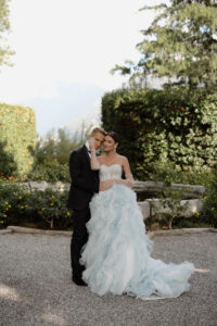 Luxury wedding couple at Villa Pizzo in Lake Como, Italy